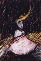Alvilágban - 2005 olajpasztell, ecoline, papír, 29×- 20 cm