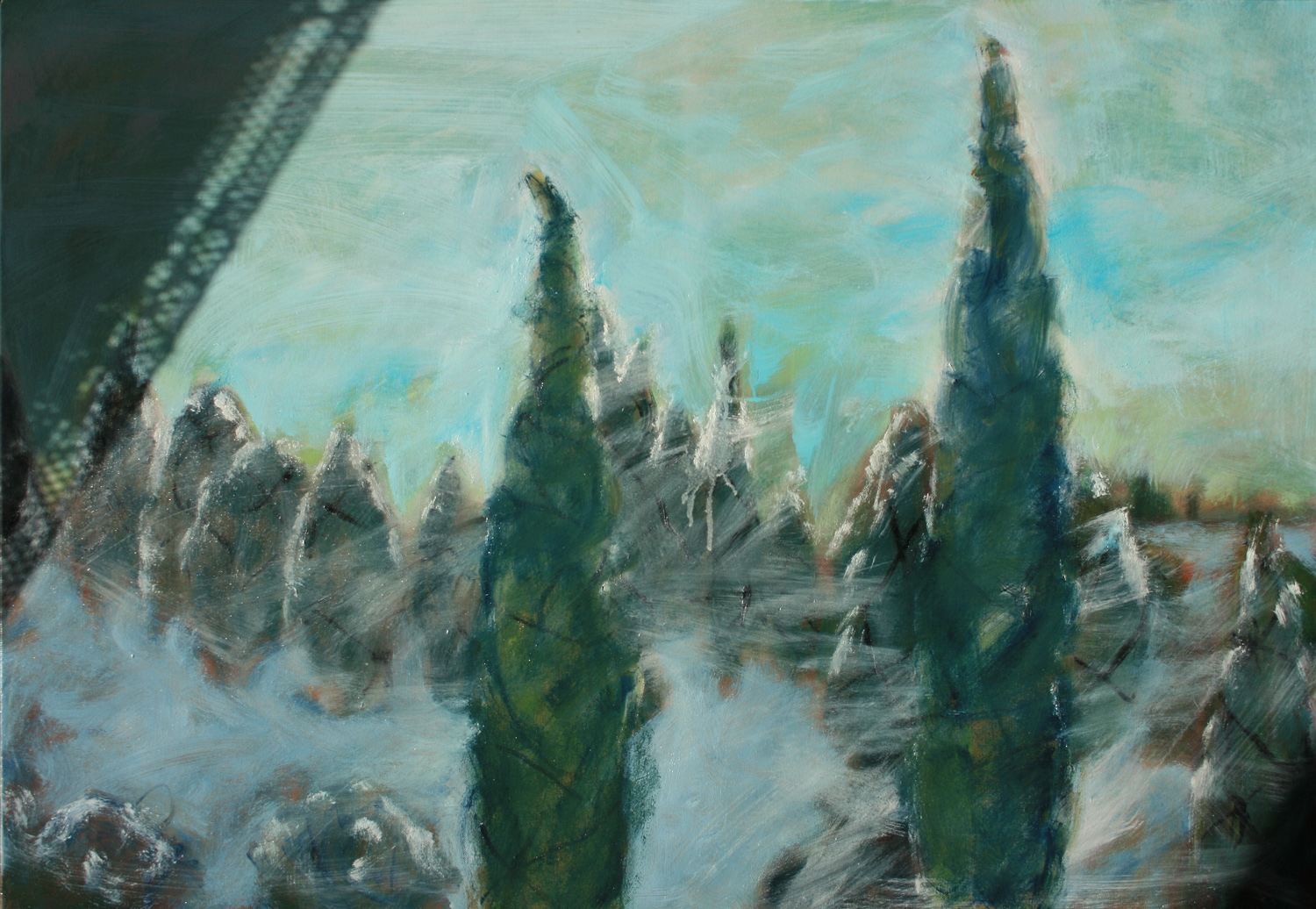 Hideg tél - 2013 árnyék, olaj, vászon, 70×100 cm