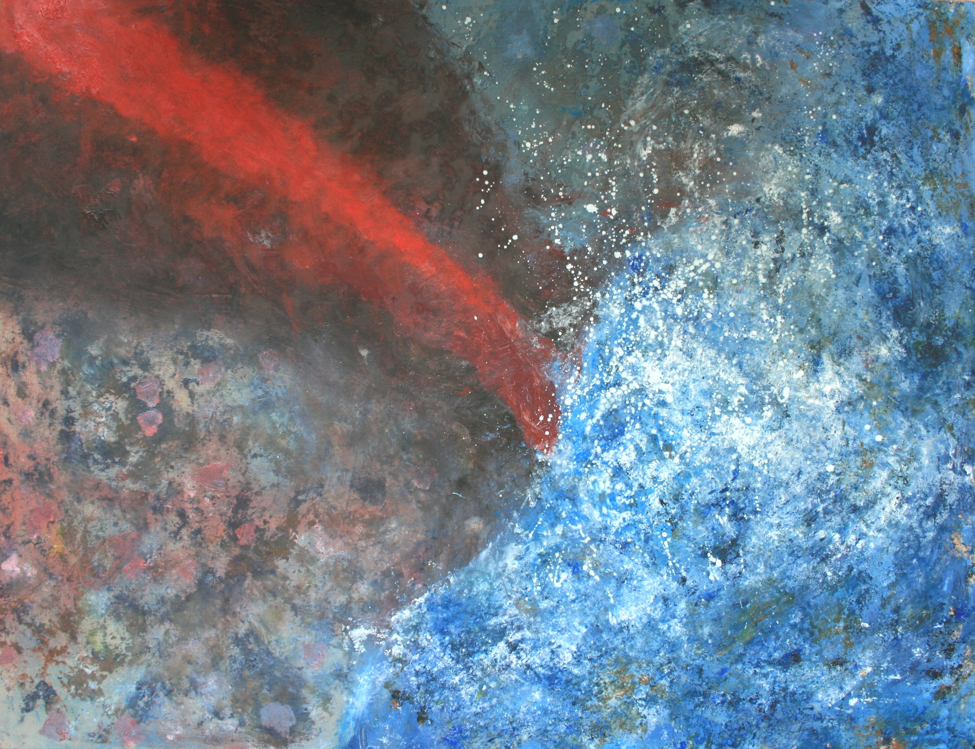 Tűz és víz találkozása  - 2012 olaj, karton, 90×120 cm