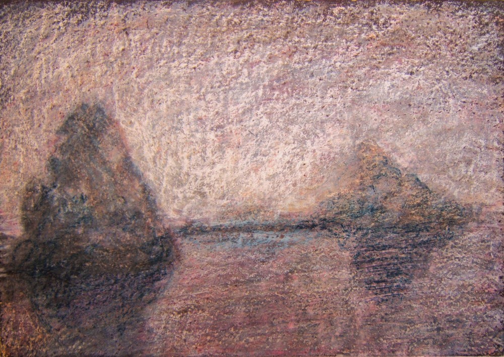 Sziklák  - 2006 olajpasztell, ecoline, papír, 29x42 cm